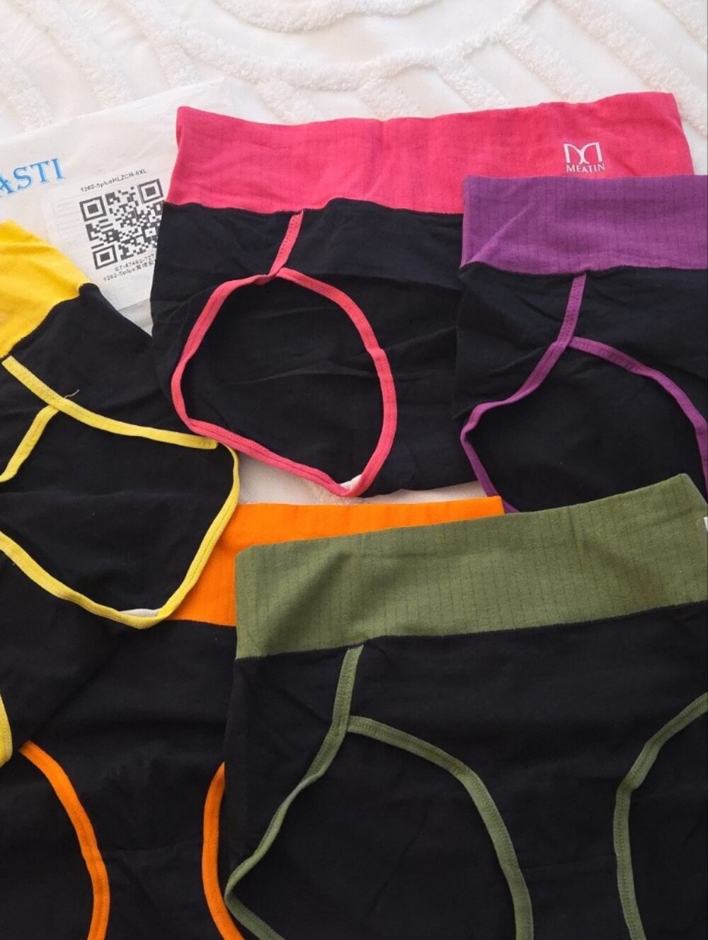 Women’s Black Bikini Briefs with Colorful Waistbands - Pack